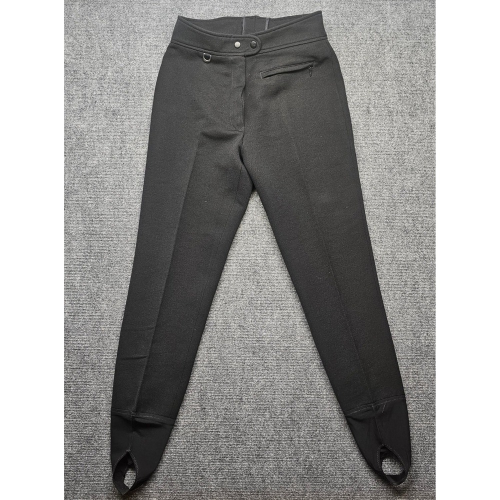 Sportina Vintage Black Wool Blend Stirrup Pants High Waisted Tapered Size 12 Reg